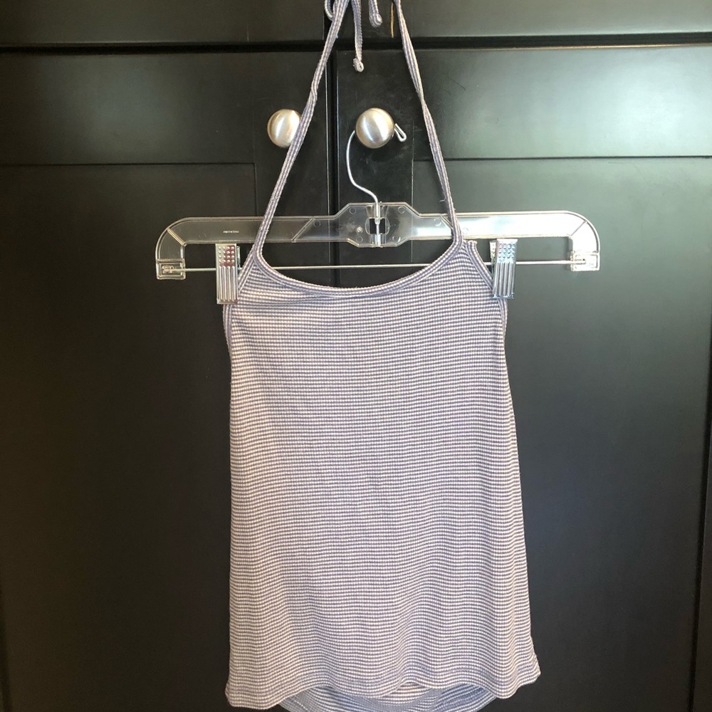 Brandy Melville blue and white halter top
